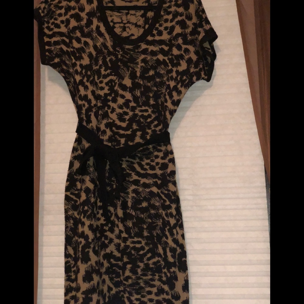 Calvin Klein Brown & Black‎ Belted Sweater Dress